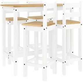 5 részes fehér tömör fenyőfa bárszett