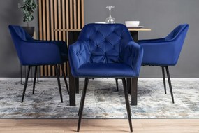 Étkezőgarnitúra 4 db. Sötétkék Bársony Viki székkel. Bővíthető asztal HARRY 102-142 cm