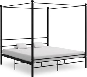 vidaXL fekete fém baldachinos ágykeret 200 x 200 cm