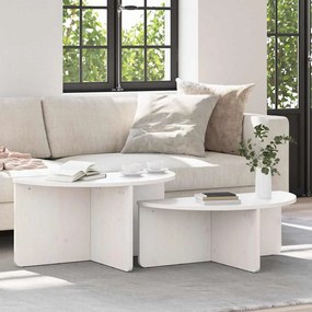 Dohányzóasztal 2 pcs Fehér 79 x 39.5 x 40 cm Tömör fenyőfa