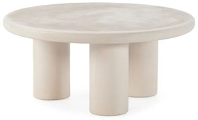 Krémszínű kerek dohányzóasztal kő dekorral ø 80 cm Iriel – MOME