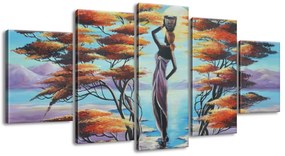 Gario Kézzel festett kép Afrikai no kosárral - 5 részes Méret: 150 x 70 cm