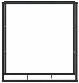 fekete acél tűzifatároló 110x30x116 cm