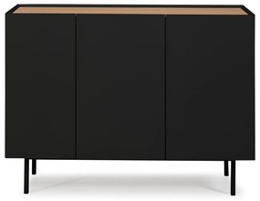 Fekete-natúr színű alacsony komód tölgyfa dekorral 110x85 cm Arista – Teulat