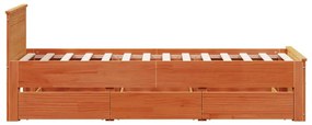 barna tömör fenyőfa fejtámlás ágykeret matrac nélkül 75x190 cm