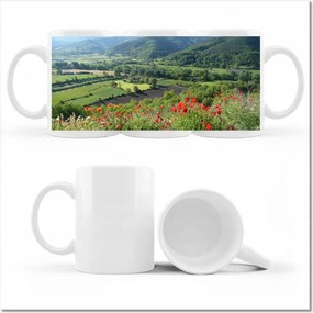 Fényképes bögre Virágos kilátás a hegyekben