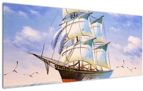 Kép egy hajóról a hullámokon (120x50 cm)