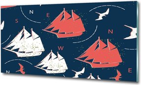 Kép akril üvegen Hajók tengeri madarak