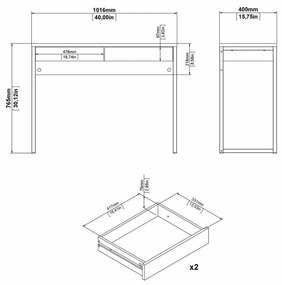 Felix White íróasztal, fehér fényes