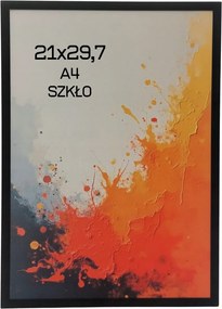 Alumínium képkeret 21x29,7 oklevél tanúsítvány fekete üveg