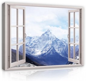 Vászonkép, Kilátás az ablakból, hegy, 60x40 cm méretben