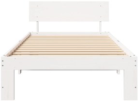 Ágykeret fejtámlával Fehér 80x200 cm Tömör fenyőfa