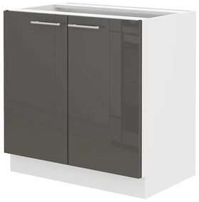 Alsó konyhaszekrény Lavera 80 D 2F BB (fehér + fényes szürke). 1032408