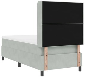 Boxspring Ágy Matrac Ezüstszürke 80x200 cm Bársony