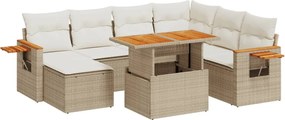 vidaXL 8 részes bézs polyrattan kerti ülőgarnitúra párnával