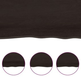 sötétbarna kezelt tömör fa fürdőszobai pult 80x50x(2-4) cm