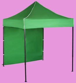 Gyorsan összecsukható sátor 2x2m – acél, Zöld, 1 oldalfal