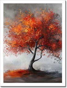 Poszter fehér keretben 30x40 Tűzszínes fa