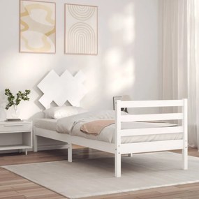 fehér tömör fa ágykeret fejtámlával 90 x 200 cm