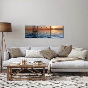 Kép - Vitorlás hajók a tengeren (órával) (90x30 cm)