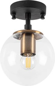 Atmaca 10205 fekete-antik fém-üveg függőlámpa, Ø15 cm