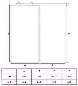 fekete edzett üveg és alumínium tolóajtó 102,5 x 205 cm