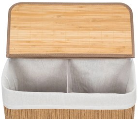G21-es 105 literes szennyeskosár elválasztókkal, rattan utánzat, fehér betéttel