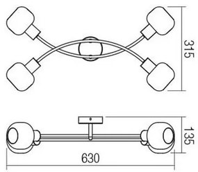 Redo 04-486 - Spotlámpa AMBER 4xE14/28W/230V