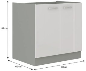 Alsó konyhaszekrény 80 D 2F BB Pleitton (fényes fehér). 1015559