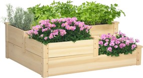 Outsunny Magaságyás, 3-Szintes Ültetőágy, Virágágy, Fűszerágy, Növénytartó, Virágtartó Erkélyhez, Kerthez, Fenyőfából, Természetes, 108 x 88 x 36 cm |