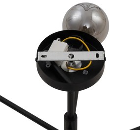 Modern mennyezeti lámpa fekete füstüveggel, 6 ágú - Ryan