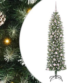 vidaXL Mű Karcsú Karácsonyi Fa 300 LED-del Zöld és Fehér 180 cm