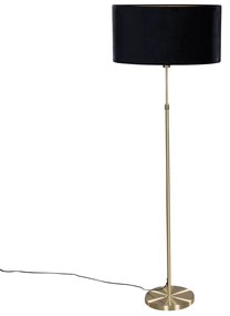 Vloerlamp goud met ovale velours kap zwart 50 cm - Parte