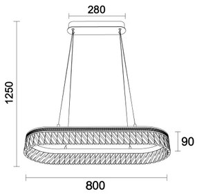THALIA LED dimmelhető kristálycsillár kábellel LED/50W/230V 3000-6000K + távirányító