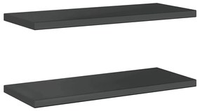 2 db fekete rozsdamentes acél fali polc 75 x 30 x 3 cm