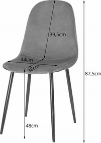 AKCIÓ Sötétszürke bársony szék COMO fekete lábakkal II. osztály