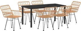 vidaXL Kert étkező szett 7 pcs Barna Porszórt acél