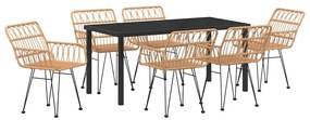 vidaXL Kert étkező szett 7 pcs Barna Porszórt acél