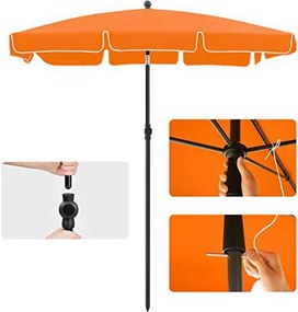 Téglalap alakú erkély napernyő 2 x 1,25 m, UPF 50+ védelem, talp nem tartozék, narancs