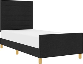 vidaXL Ágykeret fejtámlával Fekete 80 x 200 cm szövet