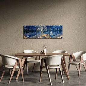 Szarvas képe teliholdkor (órával) (90x30 cm)