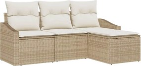 vidaXL Kanapé Szett párnával 4 pcs Bézs polirattan