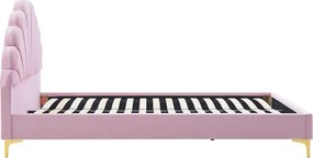 Ágy ágyráccsal, 140x200, rózsaszín Velvet szövet, ISADORA