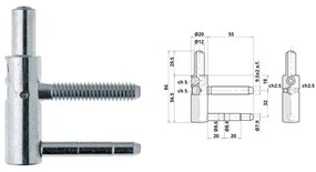 Otlav pánt 3D leemelésg.20mm FIÚ Ezüst