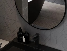 Mexen Loft kerek fürdőszobai tükör 70 cm, fekete keret - 9850-070-070-000-70