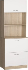 HOMCOM Konyhai Buffetszekrény 2 Fiókkal + Nagy Asztal 60 x 38 x 168 cm, Fehér MDF | Aosom
