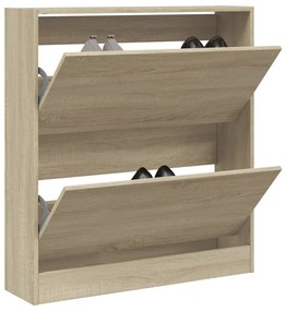 sonoma tölgy színű szerelt fa cipőszekrény 80 x 21 x 87,5 cm