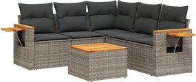 vidaXL 6 részes szürke polyrattan kerti ülőgarnitúra párnákkal
