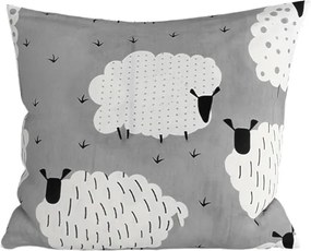 Pamut párnahuzat SHEEP POLY 45x45 cm, szürke