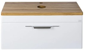 TMP MOON 90 cm fehér - natúr dió - fali fürdőszobabútor - mosdó nélkül - Top Counter mosdókhoz